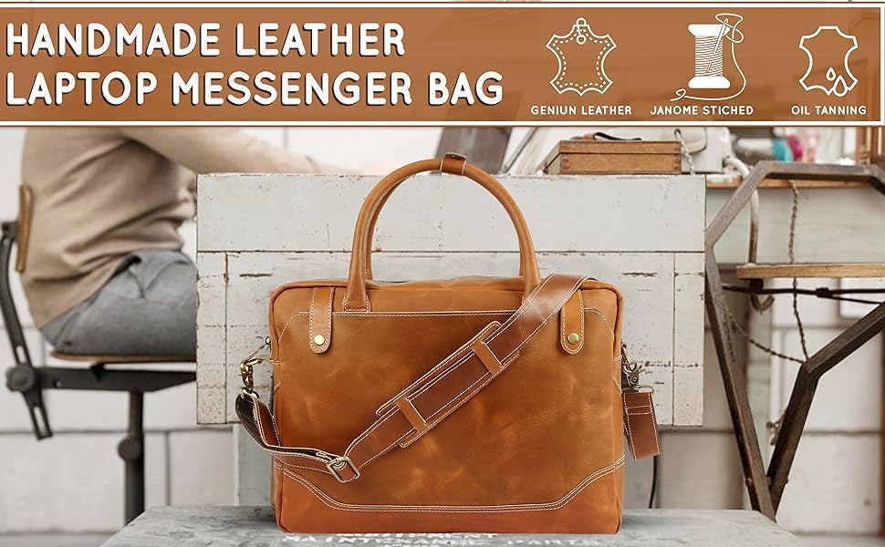 TUZECH Leather Handmade Laptop Messenger Bag Office Briefcase College Bag Leather Bag for Men and Women (16 Inches) - Image 6