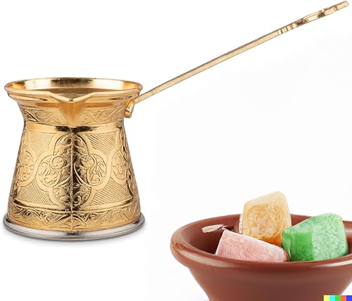 Miniatura 5 de Alisveristime Auténtica cafetera turca, hecha a mano CezveIbrik, 3.57 pulgadas de ancho, 3.57 pulgadas de alto, 16.90 onzas Mejora tu experiencia de