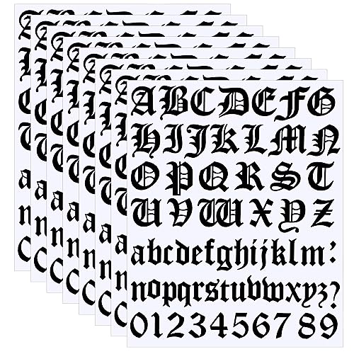 Image of Teling 8 Sheets Letter Stickers Vinyl Old English Alphabet Number Stickers Self Adhesive Stick on Letters for Back to School Scrapbooking DIY Art Business Mailboxes Address Craft(2 Inch,Black)