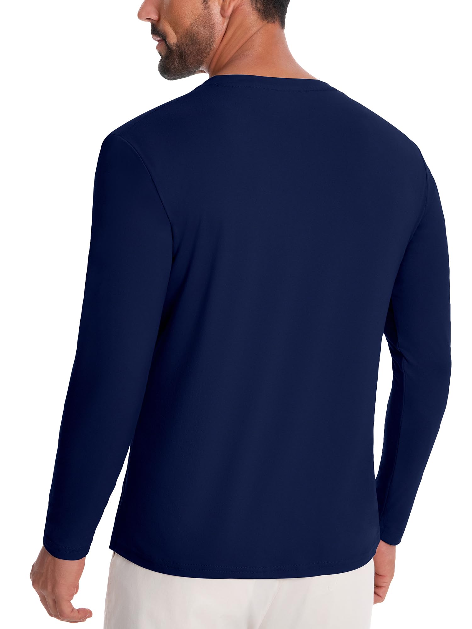 Lot de 1/3/5 t-shirts en coton pour homme, manches longues/manches courtes, col rond, coupe classique, basique d'hiver