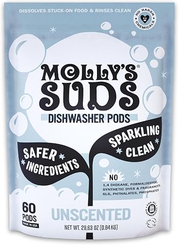 Miniatura 17 de Molly's Suds Cápsulas para lavavajillas Detergente limpio para lavavajillas, corta la grasa y enjuaga limpio (sin residuos) para platos espumosos