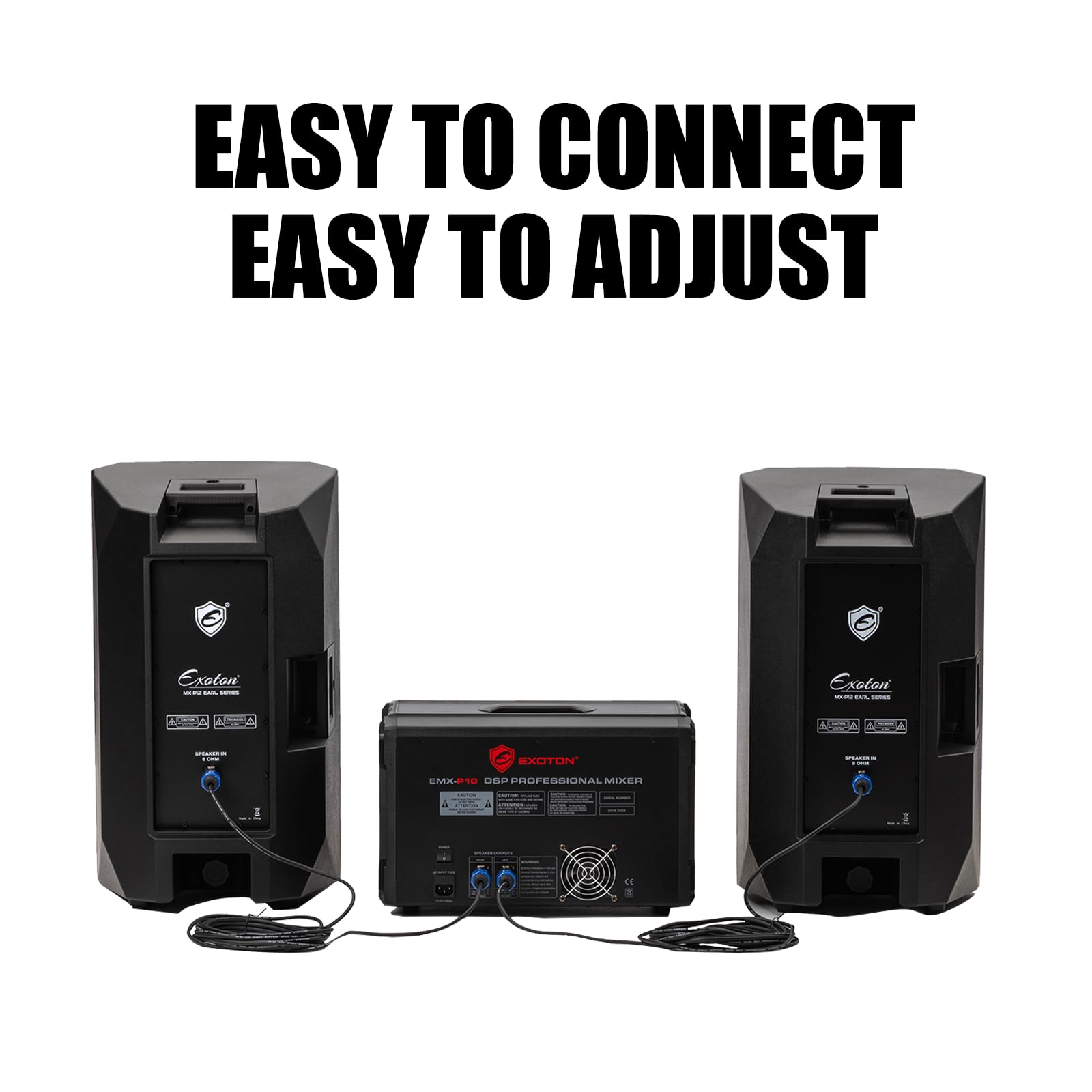 EXOTON MX-P12 PA System with 2x12 Speakers, 10-Channel Mixer & Mic |Professional High-Powered Bluetooth PA System for Weddings, Concerts, Large Parties