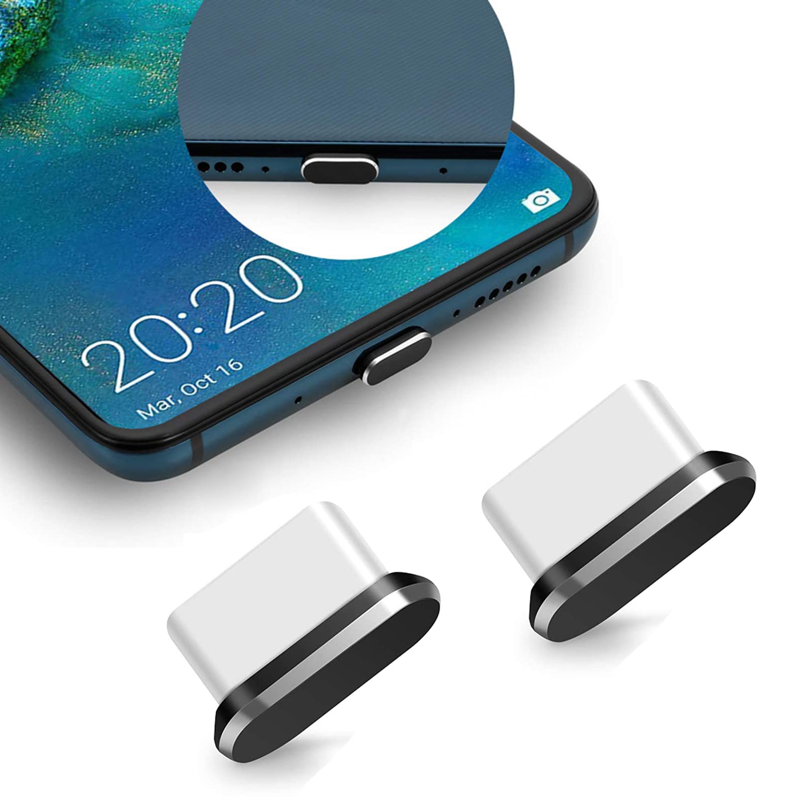 8 Tappi Antipolvere per Porta di Tipo C, Silicone, Copertura USB C, Presa di Ricarica per Cellulare Con Adesivo Rimovibile per Android Laptop