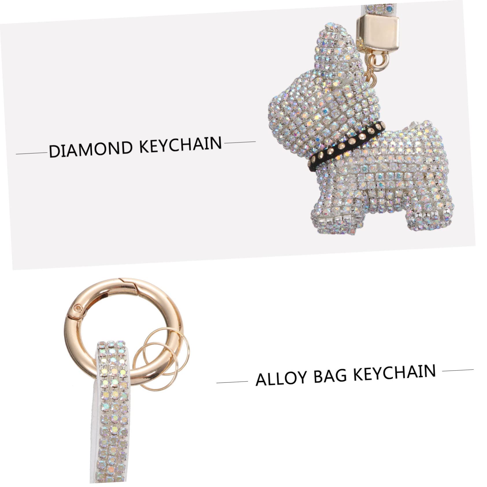 VALICLUD portachiavi bulldog francese portachiavi natalizio anello dello zaino portachiavi cane Buon ornamento chiave arredamento accessorio borsa portachiavi di diamanti plastica