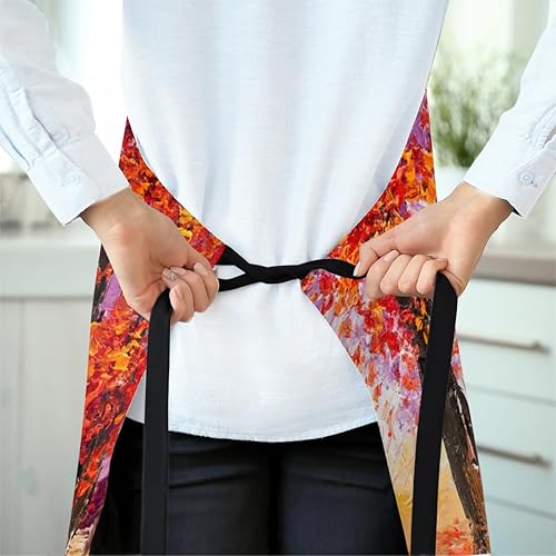 Miniatura 6 de Adjustble Bib Apron with 2 Pockets for Men Women Autumn Forest Path Cooking Apron for Kitchen Workshop BBQ Chef Apron