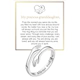 Granddaughter Daughter Hug Ring For Hope Rings, Stainless Steel Inspirational Jewelry Engraved Always With You Love You Forever Message Adjustable Non Tarnish Jewelry Birthday Gift Card
