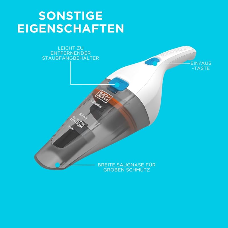 BLACK+DECKER NVB115W 3.6V Lithium Kézitörlő Porszívó 325ml Fehér