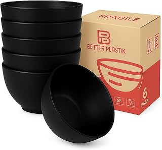 6-Piece Cereal Bowl Set - 23oz BPA-Free, Unbreakable, Reusable Plastic Bowls | Microwave, Dishwasher Safe | Lightweight, Stackable, Easy to Clean | Ideal for Cereal, Salads, Soups