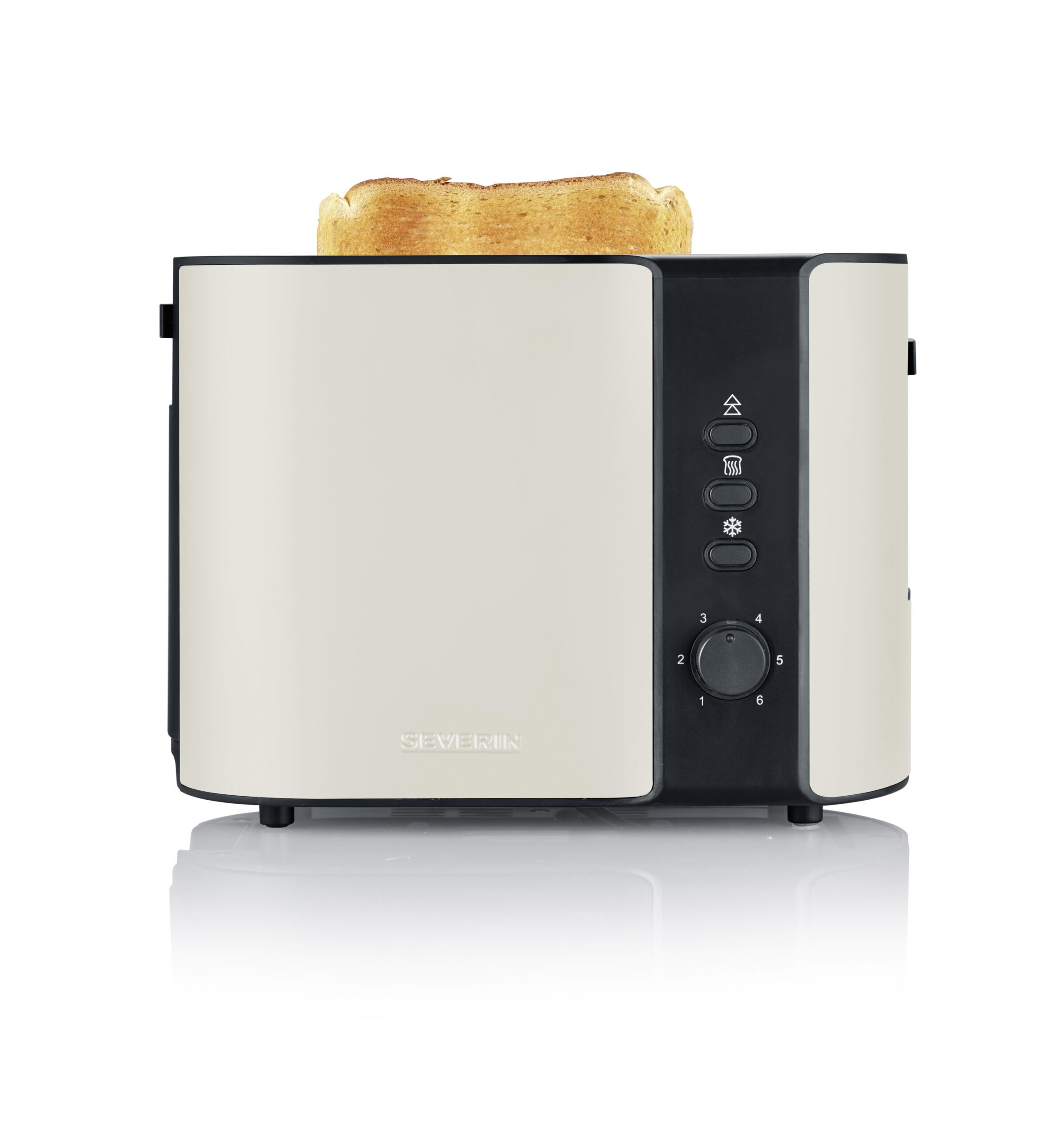 SEVERIN Tostapane 2 fette, 6 livelli di doratura, centraggio fette, riscaldamento da forno, spegnimento automatico, raccogli briciole, 800 W, beige, AT 9576