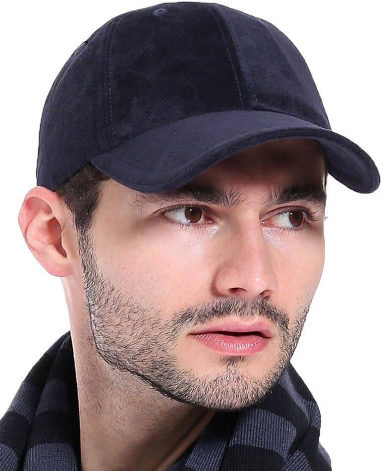 AUBREYRENE Men's Baseball Cap Cotton Flannel Blank Hat Adjustable(Blue)