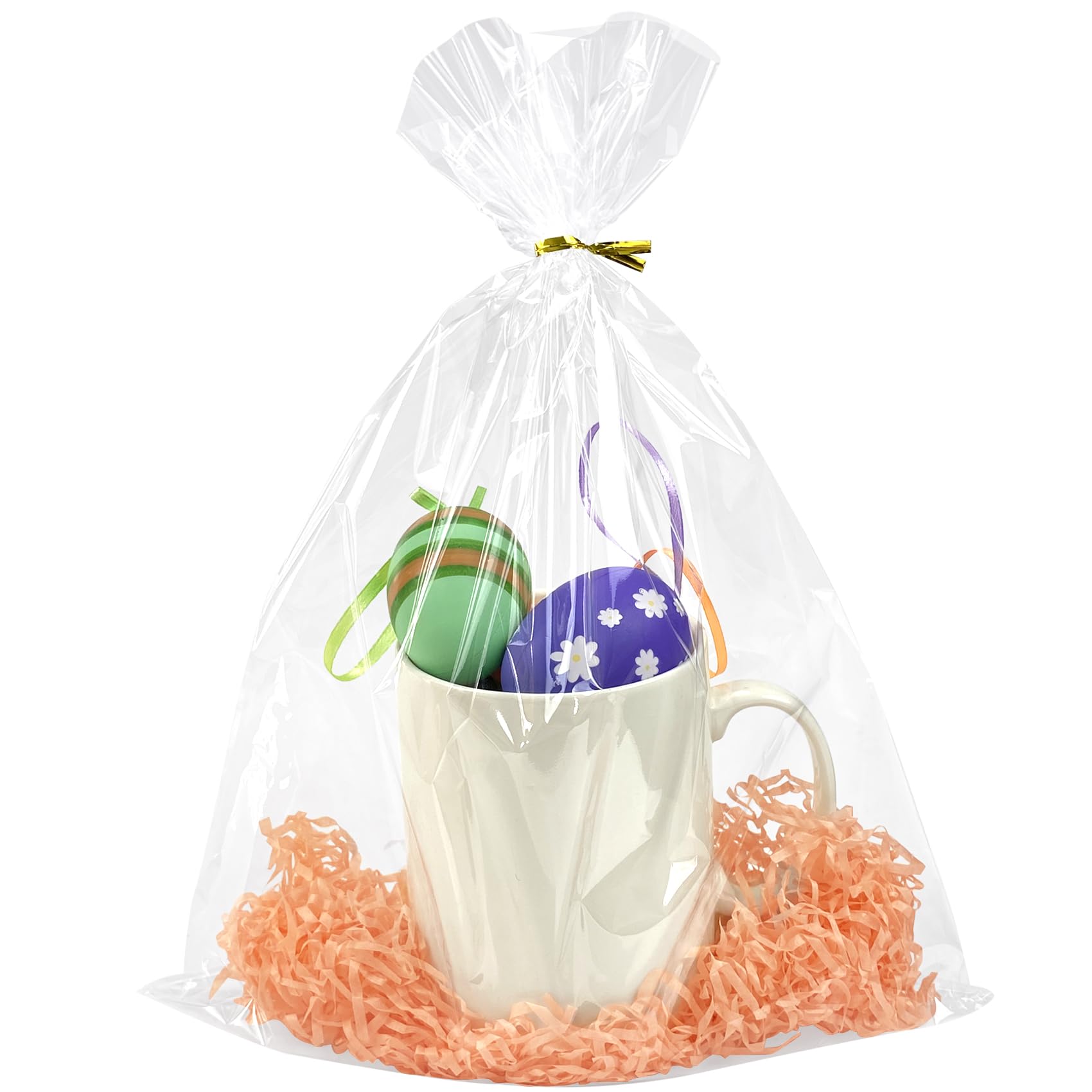 Morepack Easter Cellophane Treat Bags 10x14 Inches Clear Cellophane Gift Bags 100 Pieces
