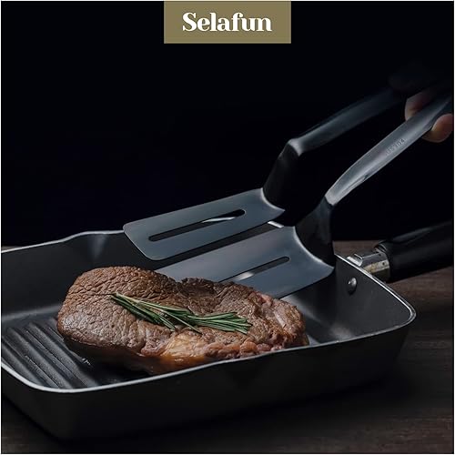 Miniatura 4 de Pinzas de cocina para carne, pinzas para pan, pinzas de doble espátula de 10 pulgadas, pinza para pizza, abrazadera de acero inoxidable,