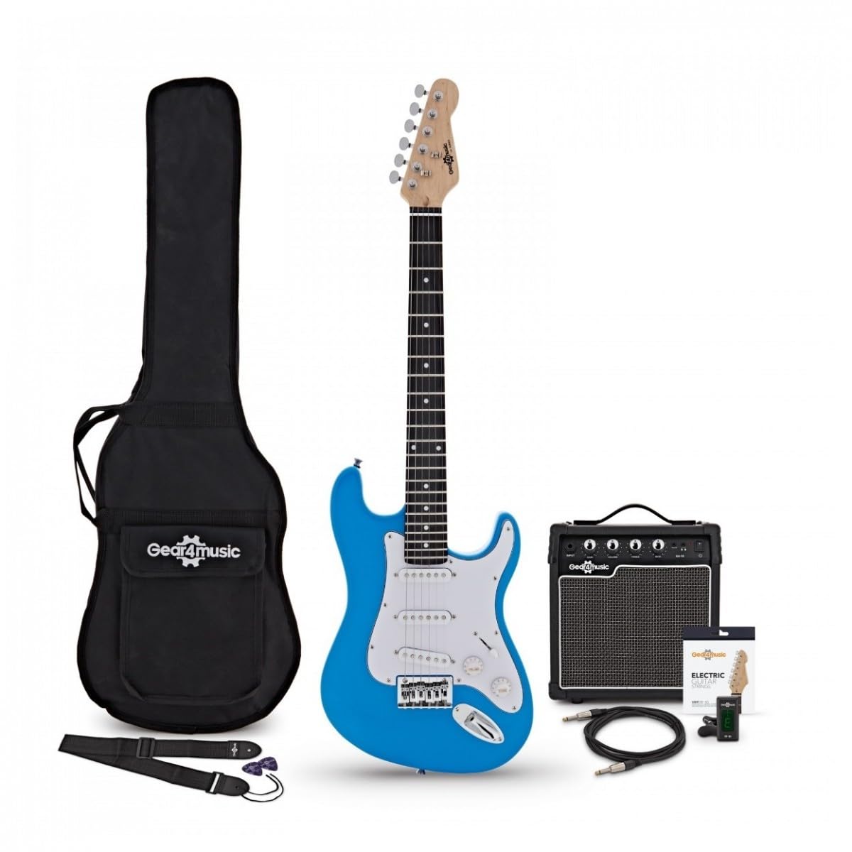 Chitarra elettrica 3/4 LA di Gear4music Blue con amplificatore 10W e borsa morbida