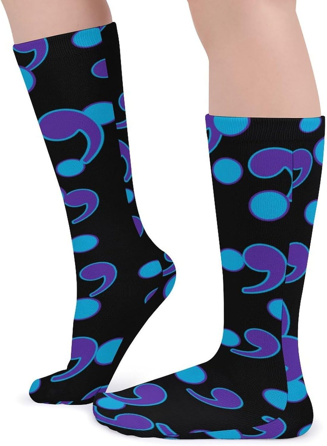 Semicolon Suicide Prevention Knee High Socks Casual Long Stockings Over Calf Sock Tube for Women Men