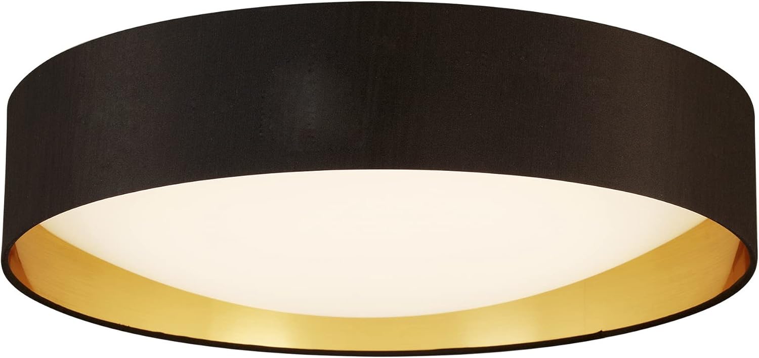 EGLO Orme 20 in. Flush Mount Ceiling LED Dimmable Light Fixture for Living Room, Bedroom, Hallway, Black/Gold