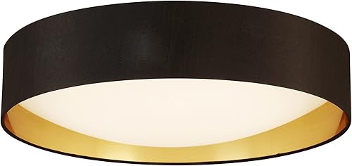 Vista 10 de EGLO Orme - Lámpara LED regulable de techo de 16 pulgadas para sala de estar, dormitorio, pasillo, negro/dorado Negro/Oro