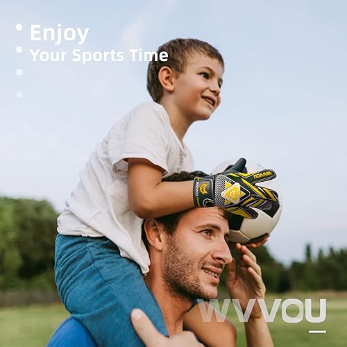 Miniatura 7 de WVVOU Guantes de portero para niños y jóvenes, guantes de portero de fútbol con doble protección, guantes de fútbol antideslizantes, súper agarre