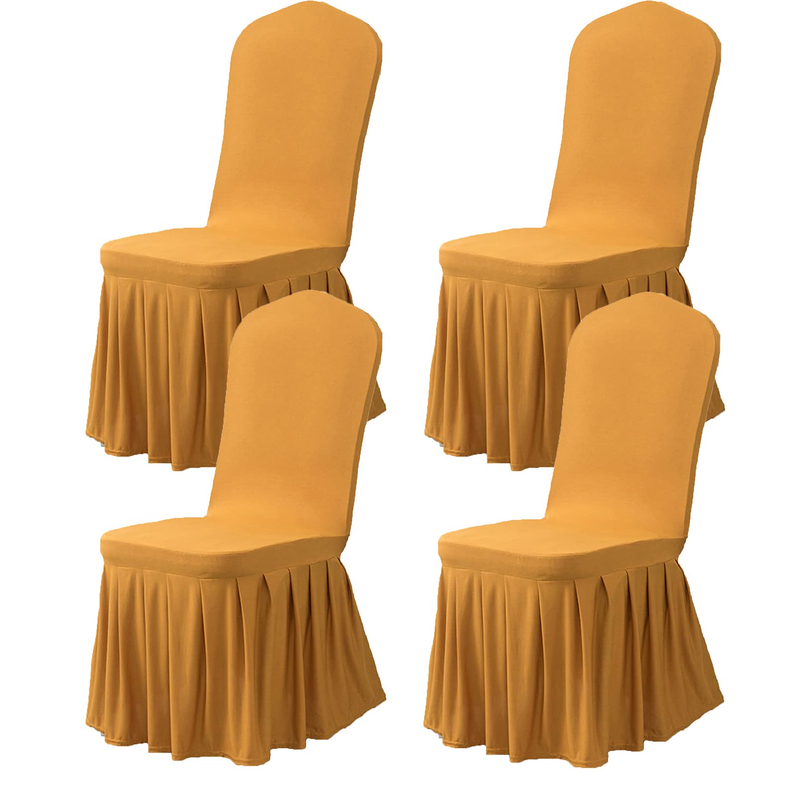 Dimatic Dining Room Chair Covers Set of 4, Stretch Parsons Slipcovers with Skirt Super Fit Spandex Chair Seat Protector Cover for Dining Room, Hotel,