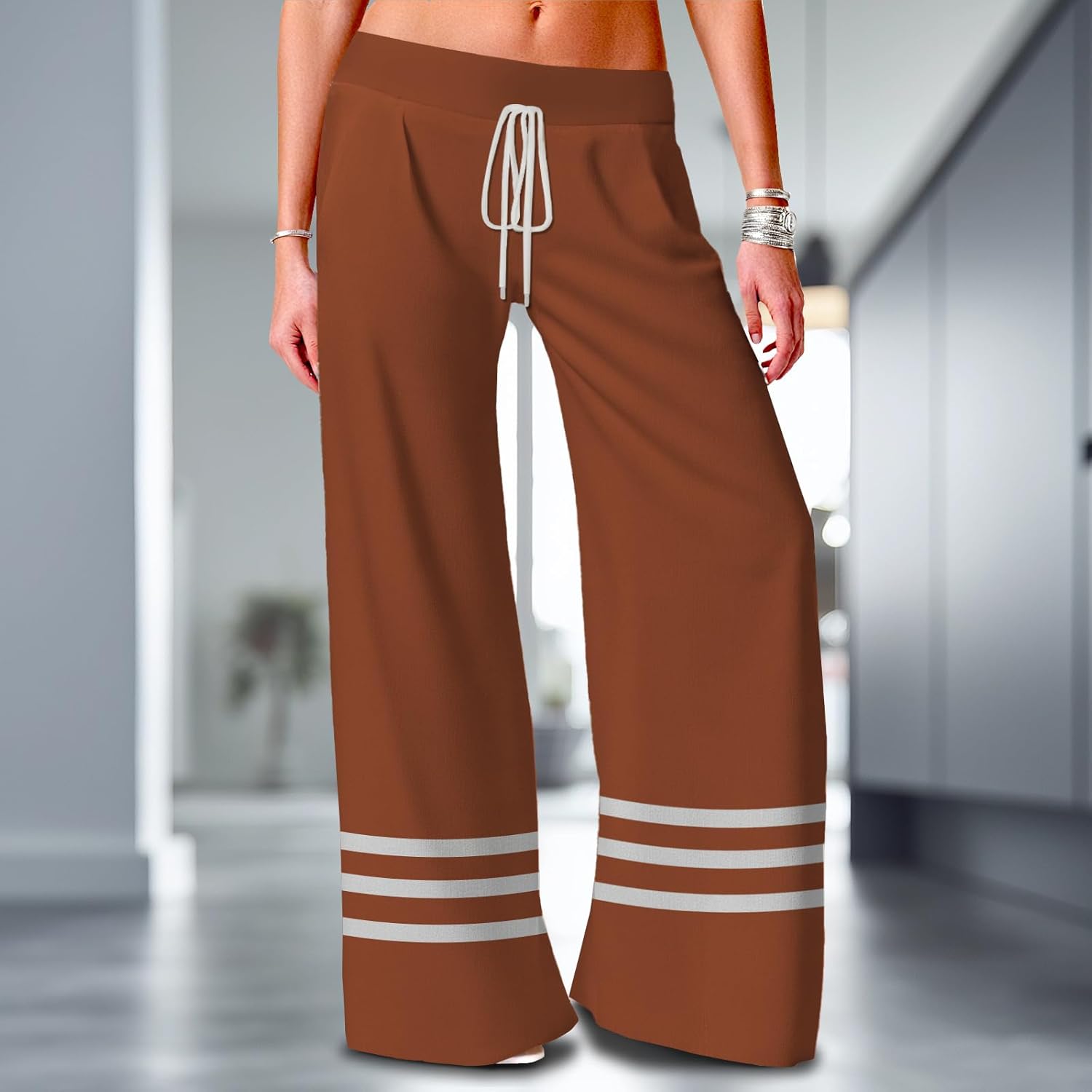 Lightweight Pants for Summer Women Drawstring Wide Leg Pants with Pockets Lounge Trousers Summer Outfit Street Wear - Image 2
