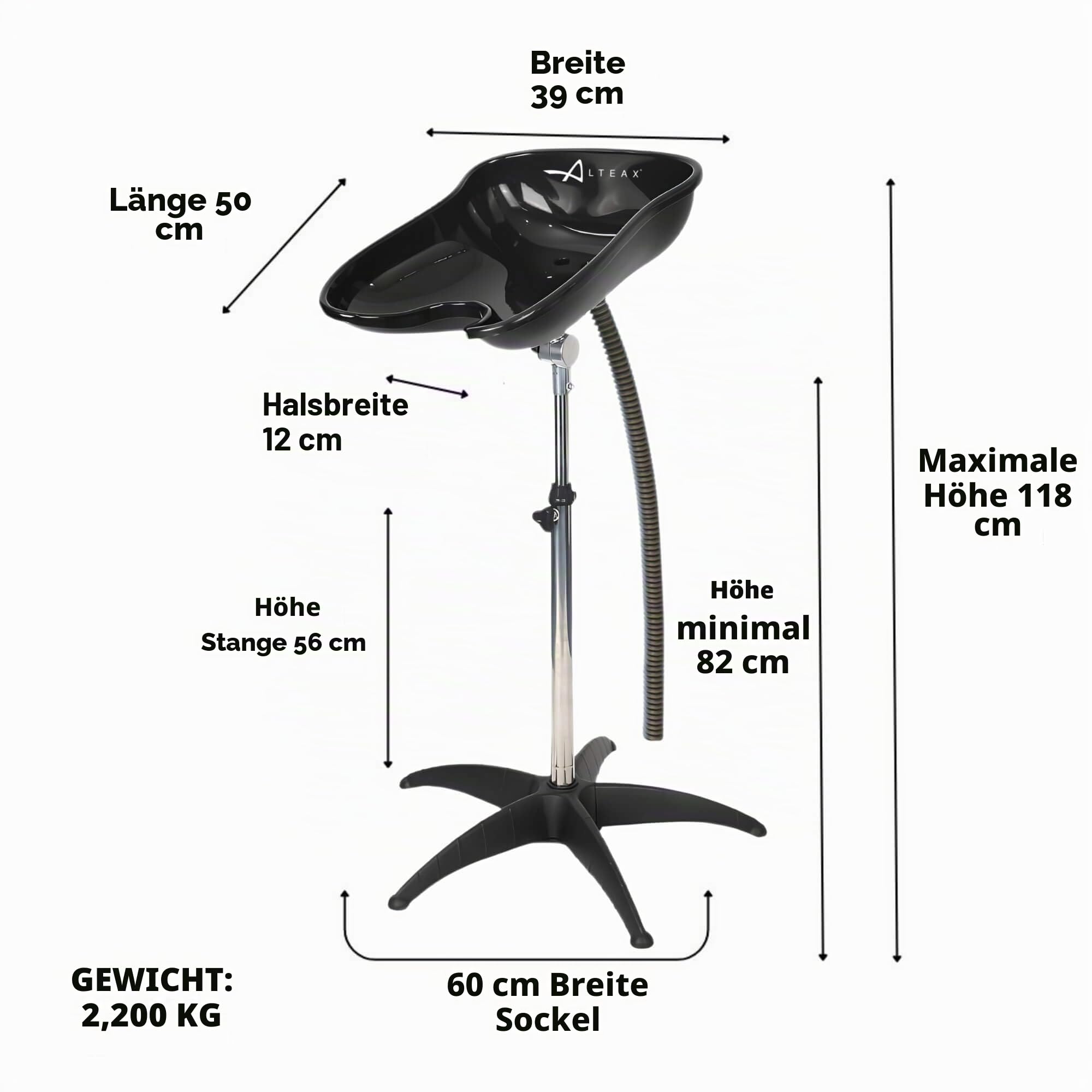 Altéax Mobiles Waschbecken Friseur Oval Universal Waschtisch Handbrause – mit Seinem Ergonomischen Design Kann es Auch haarwaschbecken für bettlägerige - Haare Waschen im Bett