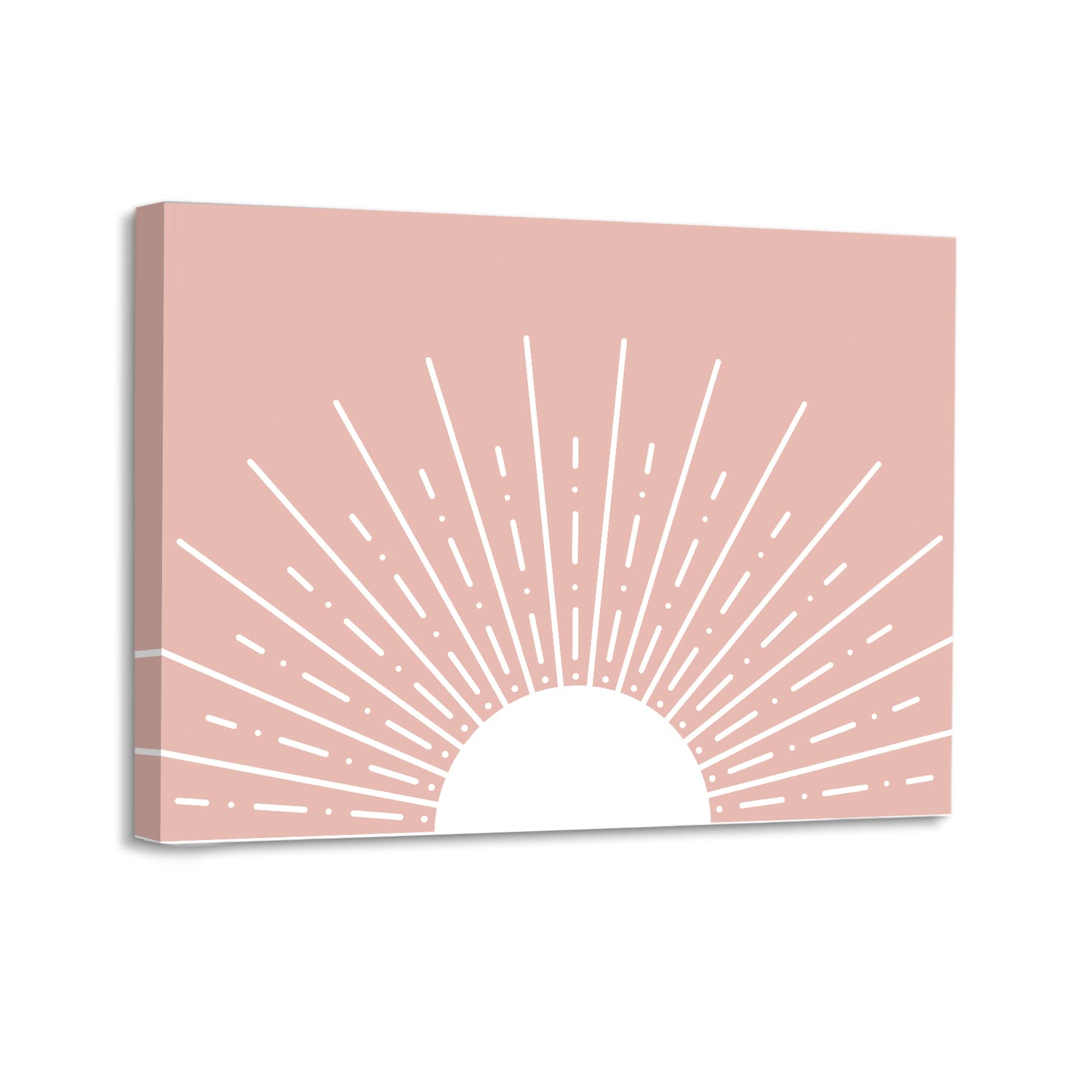 WODMIS Boho Sunshine Sun Pink Framed Canvas Wall Art Decor, 11x14 inches, Home, Office Decoration and Gift