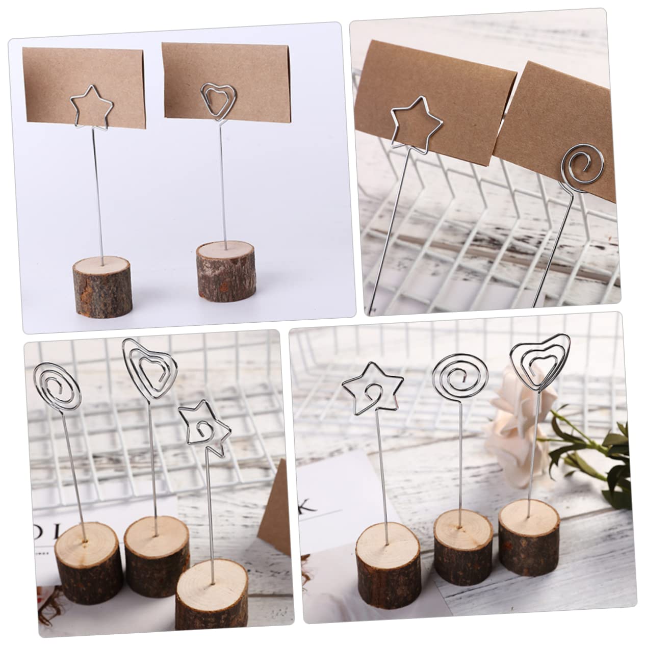 60piezas Porta Notas De Madera Para Bodas Clips De Madera Adornos De Escritorio Porta Números De Mesa Suministros Para Bodas