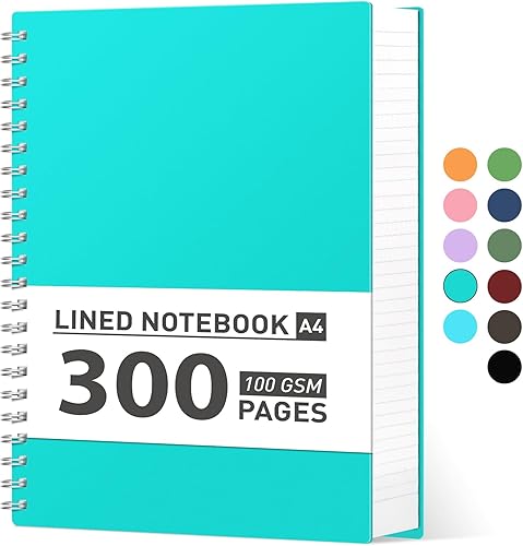 Miniatura 18 de AHGXG Cuaderno espiral universitario rayado - Cuaderno espiral grande B5 de 7.6" x 10", 300 páginas/150 hojas, papel grueso de 100 g/m², tapa dura