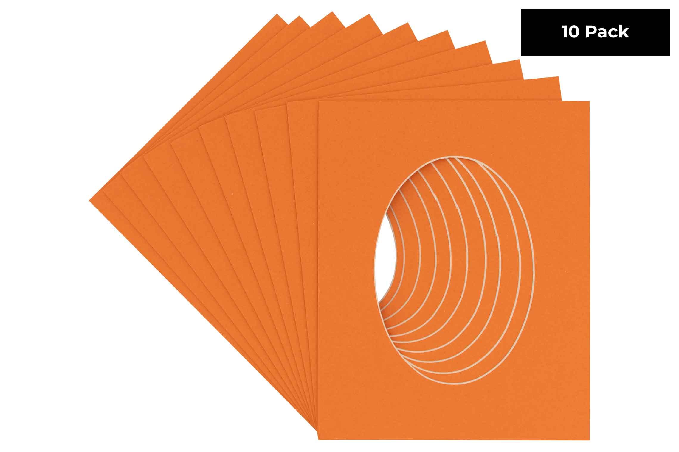 CountryArtHouse Orange Acid Free 24x36 Oval Picture Frame Mat with White Core Bevel Cut for 20x30 Pictures - Fits 24x36 Frame - Pack of 10 Matboards