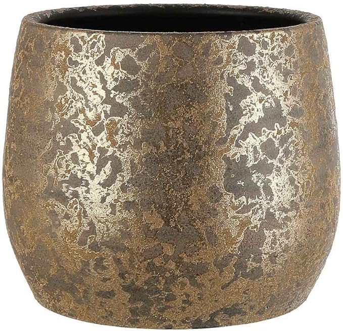 MICA Decorations Blumentopf Clemente Rund Gold Außenmaß H 25,5 x Ø 32