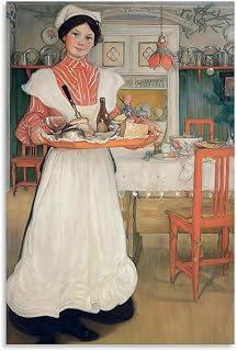 LOKLNEYK Carl Larsson,Martina Carrying Breakfast on A Tray,art Prints,Vintage Art Poster Bedroom Decor Sports Landscape Office Room Decor Gift Style:20x30inch(50x75cm)