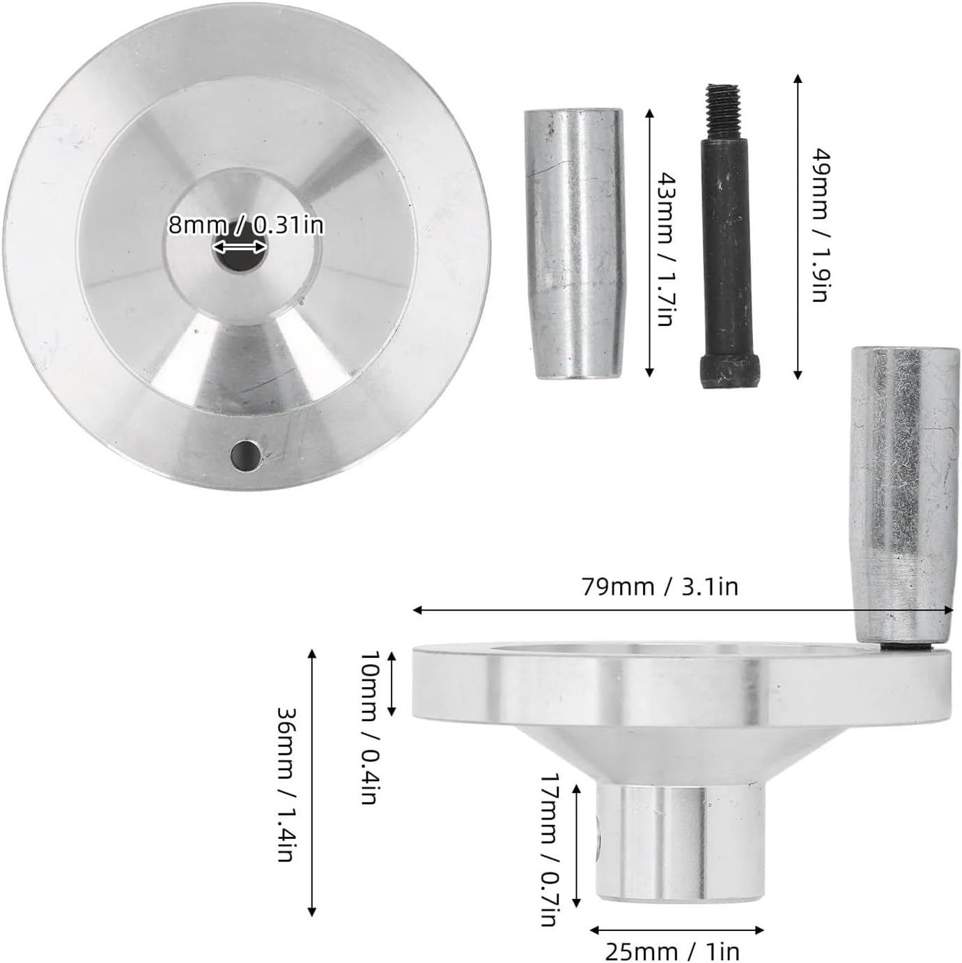 Lathe Handwheel Revolving Handle Machining Aluminum Alloy Machine Tool Hand Wheel with Screw for 0618 7x10 7x12 7x14