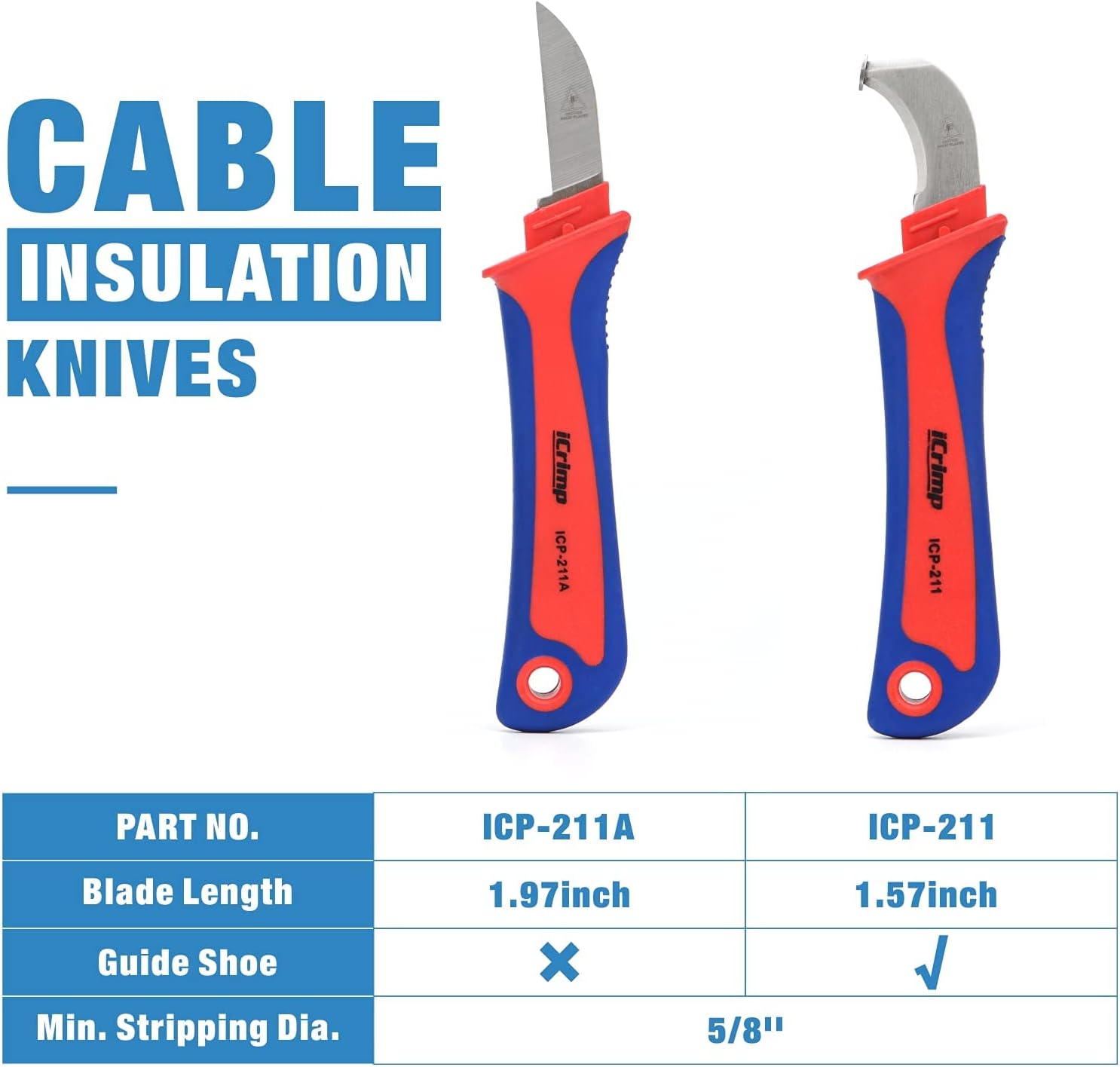 iCrimp Cable Skinning Stripping Utility Knife & Battery Cable Lugs Crimping Tools with Wire Shear Cutter