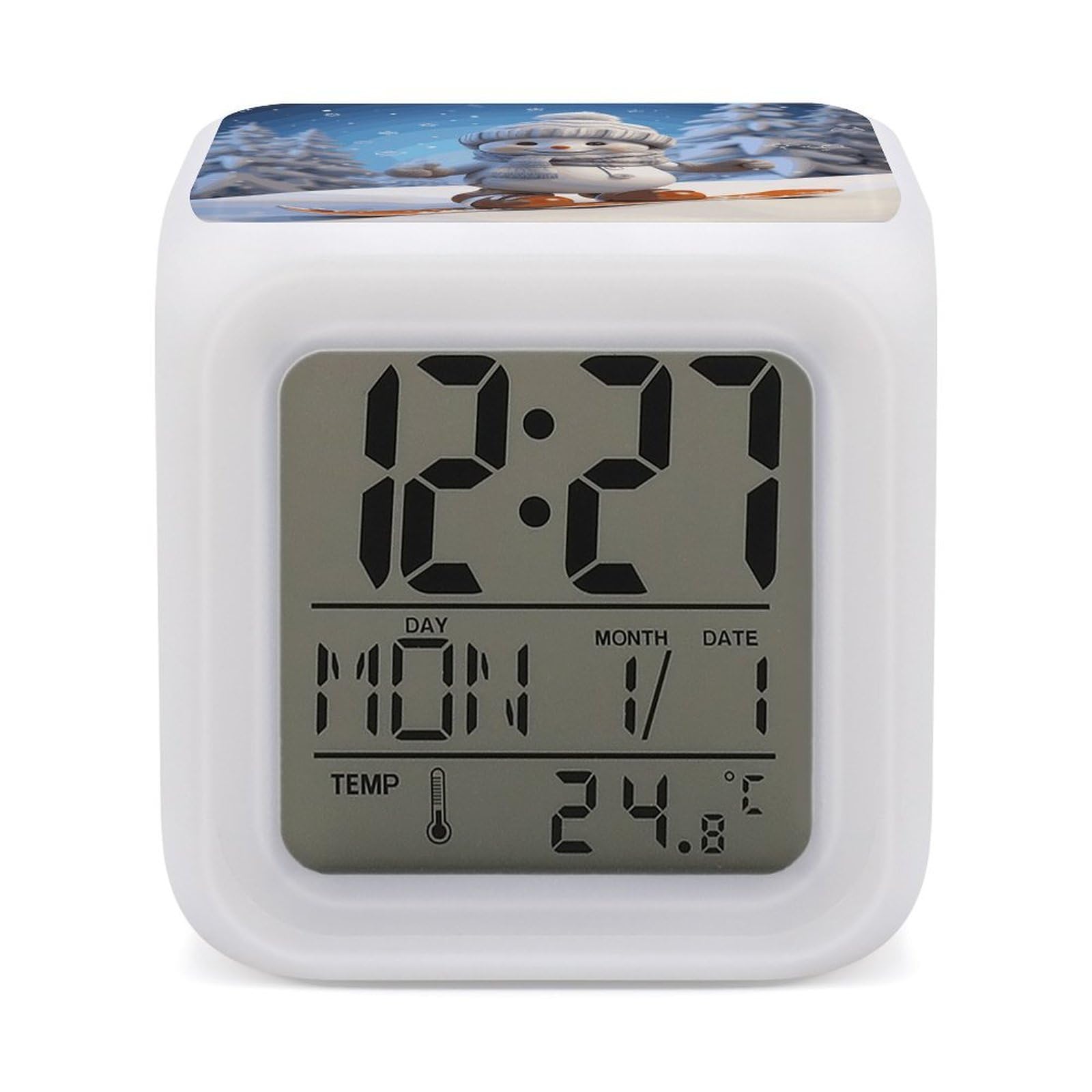 Réveil numérique LED bonhomme de neige : idée cadeau idéale pour chambre