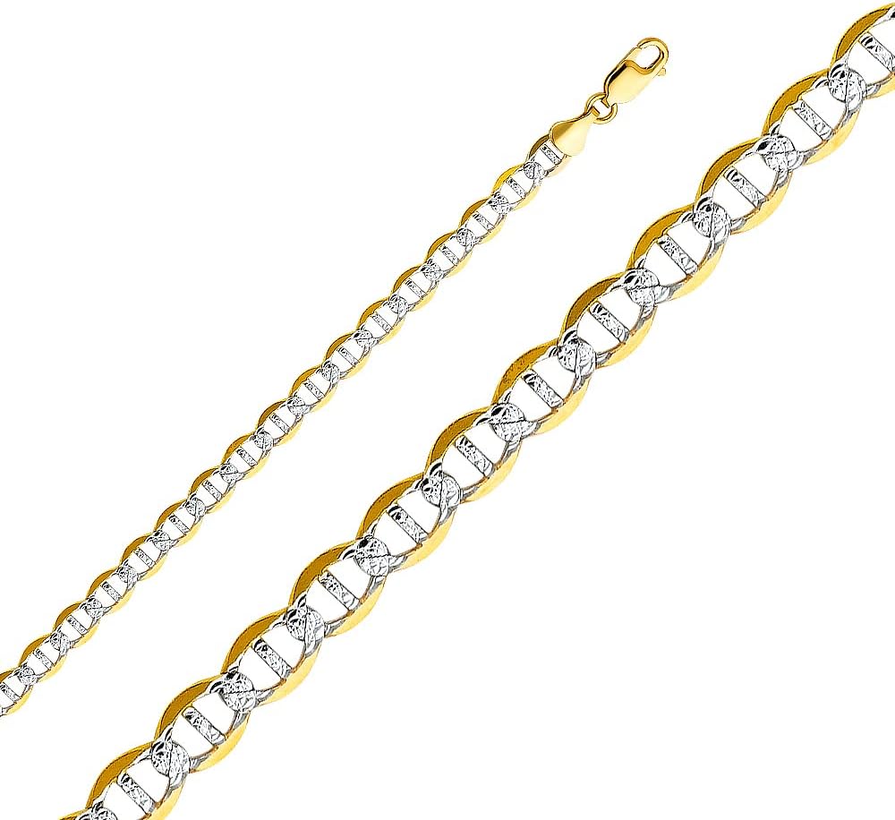 Wellingsale 14K Solid Gold Flat Mariner Chains (Select Options)