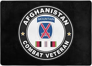 US Army 10th Mountain Division Afghanistan Campaign Veteran Area Rug for Living Room Bedroom - Soft Non-Slip Low Pile Washable Floor Mat, Perfect for Kitchen, Dining Room, Nursery, Office
