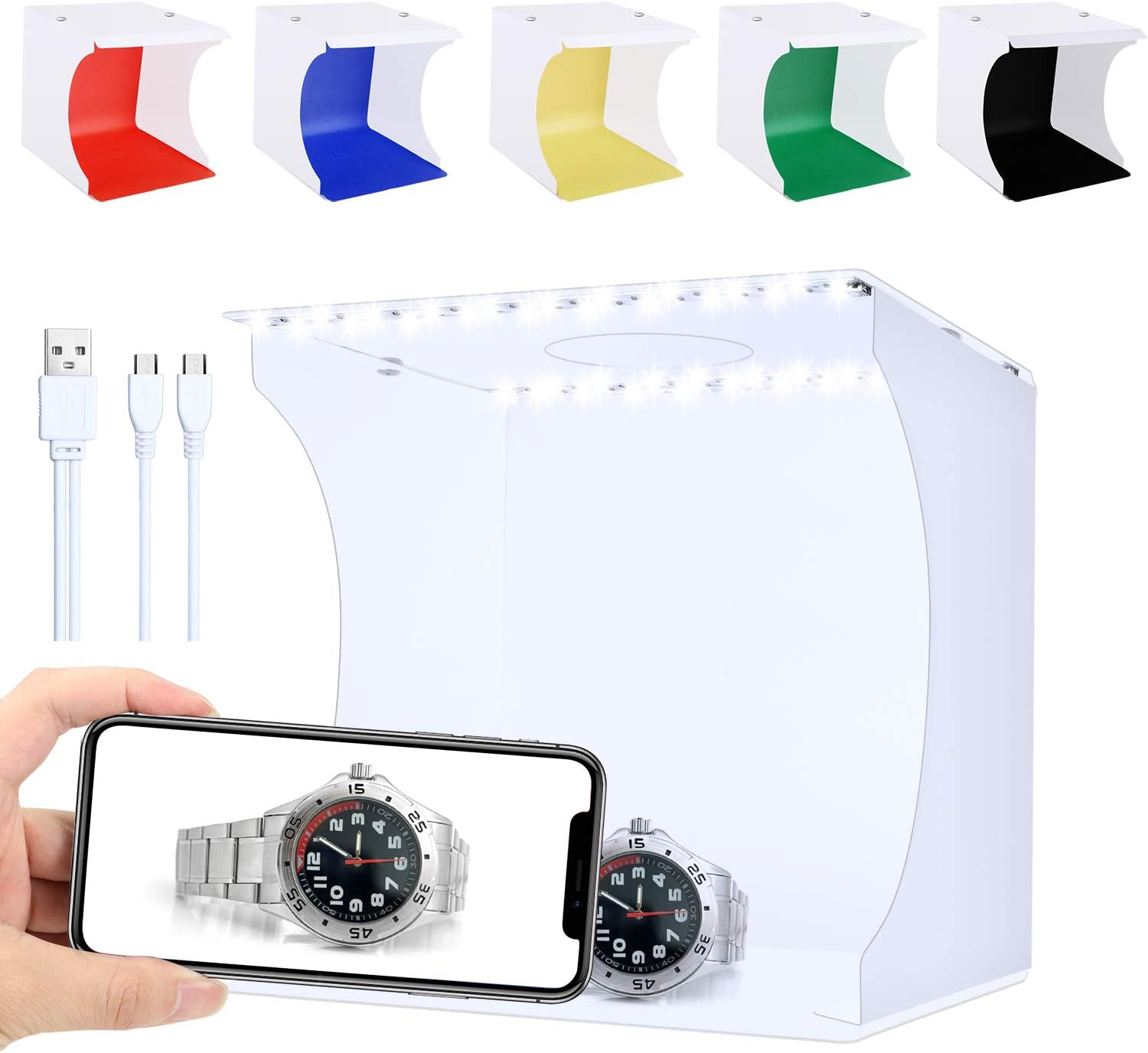 Slow Dolphin Portable Photo Studio Box With 40pcs Smd Led Beads For Jewellery And Small Items Portable Folding Photography Studio Box Booth Shooting Tent Kit 2 Lights Strips 6 Colors Backdrops Camera Photo Amazon Com