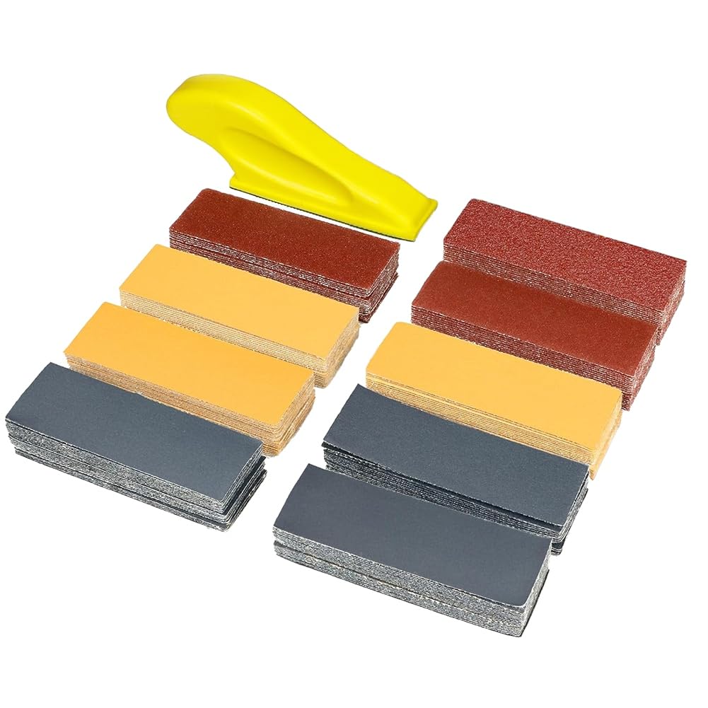 Aundhegrtt As Shown Finger Sanding Blocks Included, 180 Pcs Mini Detail Sanding Kit, 80-1000 Grit Sandpapers For Small Area Surfaces And Corners