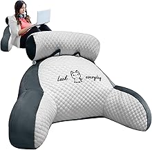 Reading Pillow for Bed Adult, 70×50×25cm Extra Large 2 In 1 Reading Pillow with Neck Arm Back Support, Cuddle Cushion Backrest Rest Pillow (Light Grey, XL)