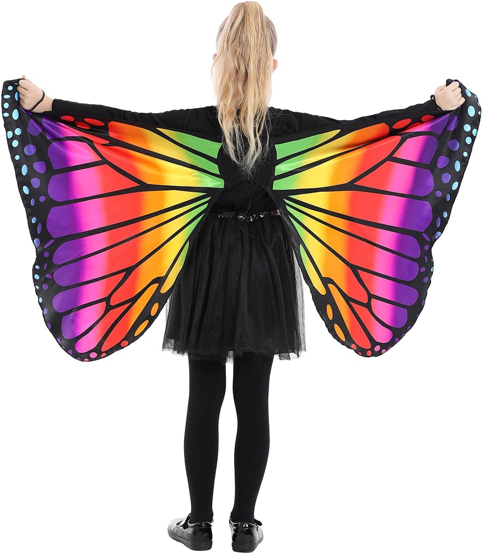 Seasons Kids Butterfly Cape Wings, One Size,Rainbow, W10351