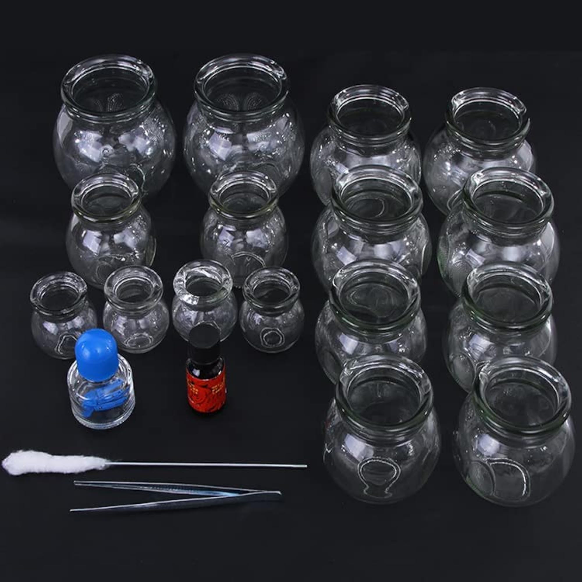 ACM Acupuncture Hijama Fire Glass Cups Set, 16 Pieces