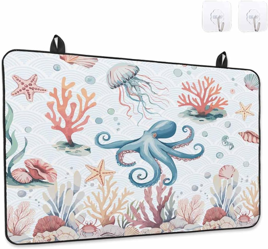 Stove Top Cover Occtopus Coral Starfish Stove Cover for Electric Stove Top Shell Ocean Marine Life Glass Cooktop Covers Anti-Slip Mat Heat R esistant Countertop Protector Kitchen Decor 31"x24"