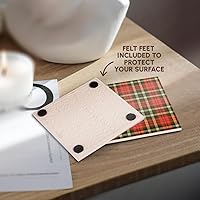 Vista 4 de 3dRose Larger Country Red n Green Plaid Set of 4 Ceramic Tile Coasters