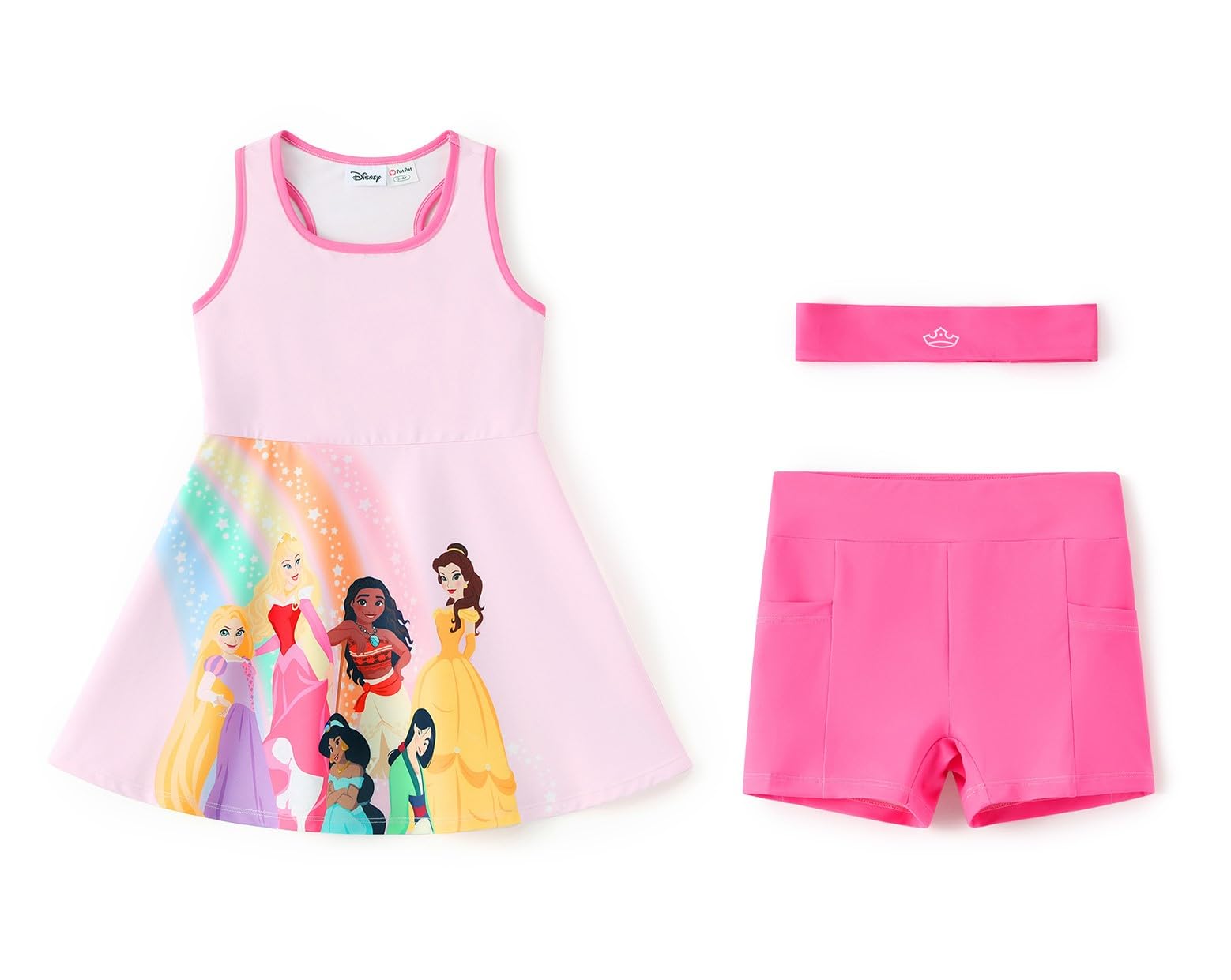 Disney Girls Athletic Dress, Tennis Golf Dress with Headband &amp; Shorts, 2-9Y