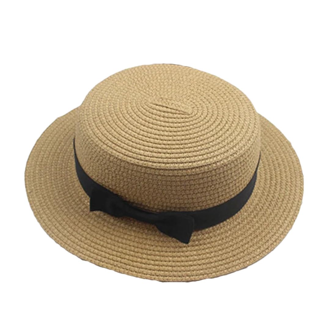EYRMQWJPC Wide Brim Sun Hat, Women's Straw Sun Protection Panama Bucket Hat Multicolor Multiple Sizes(Khaki)