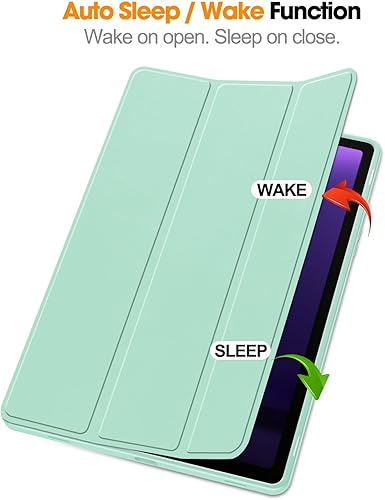 Miniatura 5 de Funda para Samsung Galaxy Tab S9 FE SM-X510X516B de 10.9 pulgadas, cubierta trasera mate TPU suave, funda protectora delgada y ligera, color verde