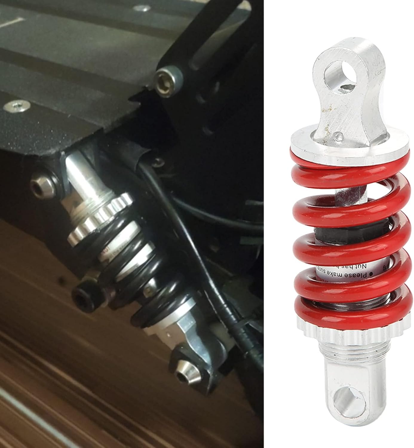 Aramox Universal Rear Spring Assisted Shock Absorber, 100mm, Aluminum Alloy Adjustable Suspension for ATV Scooter