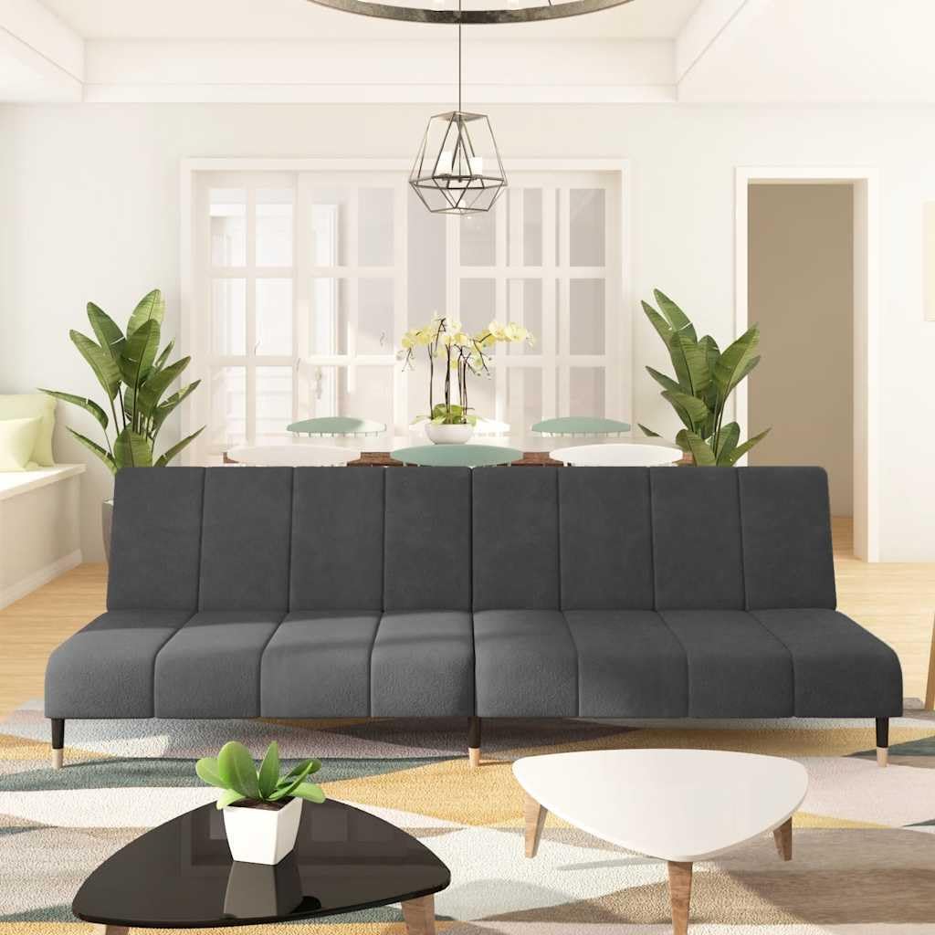 Sofa Bed Dark Grey Velvet (100% Polyester) Living Room Furniture