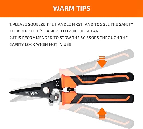 Miniatura 5 de Tijeras de 9 pulgadas resistentes, 2 paquetes de tijeras multiusos con cuchillas de acero al manganeso curvadas finamente dentadas y bloqueo seguro,