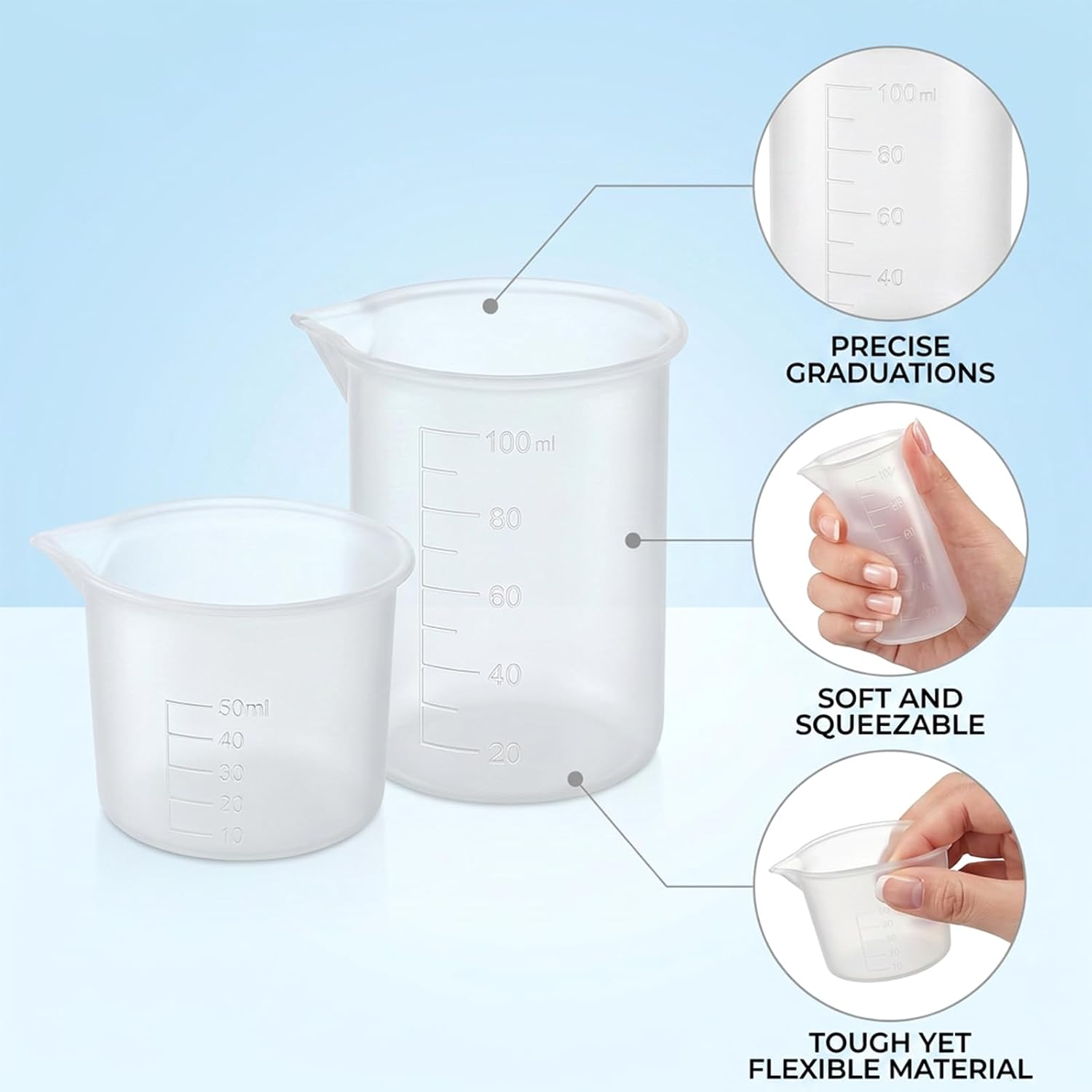 2PCS Silicone Laundry Detergent Cup, Laundry Measuring Cup 100/50ml Reusable Soap Silicone Detergent Cups for Liquid Flexible Washable Liquid Measuring Cups for Home, Dormitory, Hotel