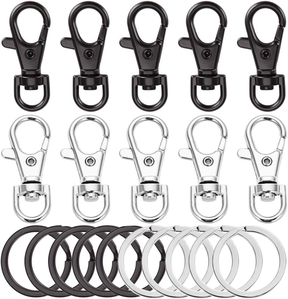 20pcs Swivel Clasps Lanyard Snap Hook and Flat Key Rings